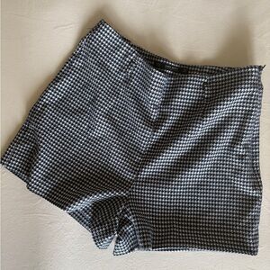 Zara Black and White Houndstooth Shorts
